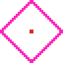 a red, white, and pink rectangle pulsating in between different shapes